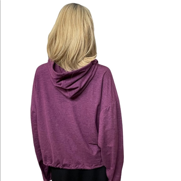 Gap fit brushed tech jerseys pullover sweatshirts side tie hoodie purple size L - Picture 3 of 14